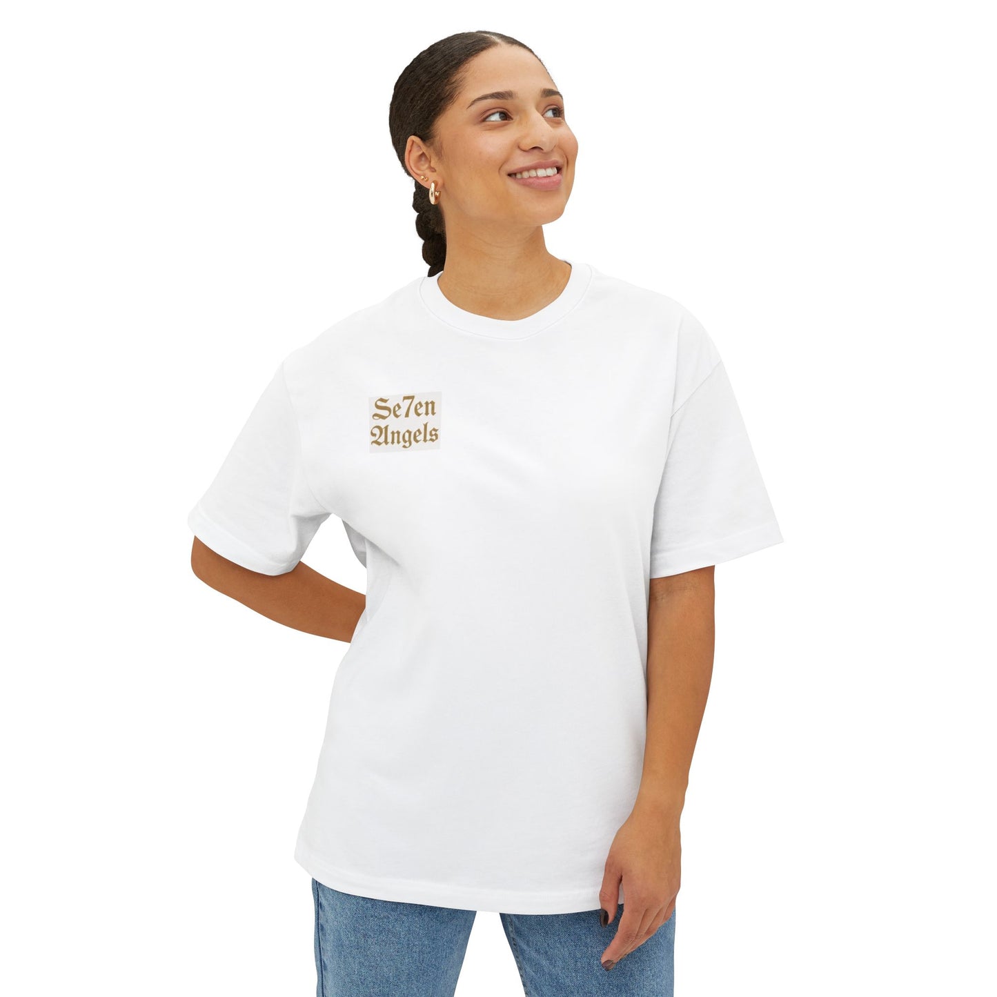 Angel Protection Graphic Tee — "Se7en Angels" Oversized Boxy Shirt